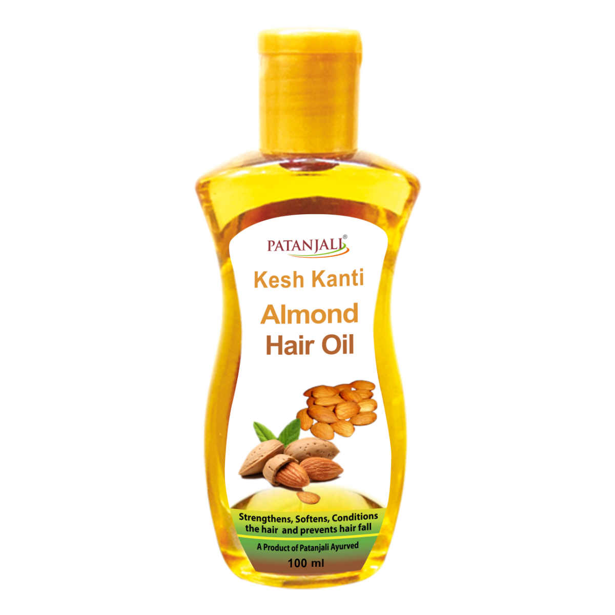 Bottle of Patanjali Almond Hair Oil 100 ml packaging