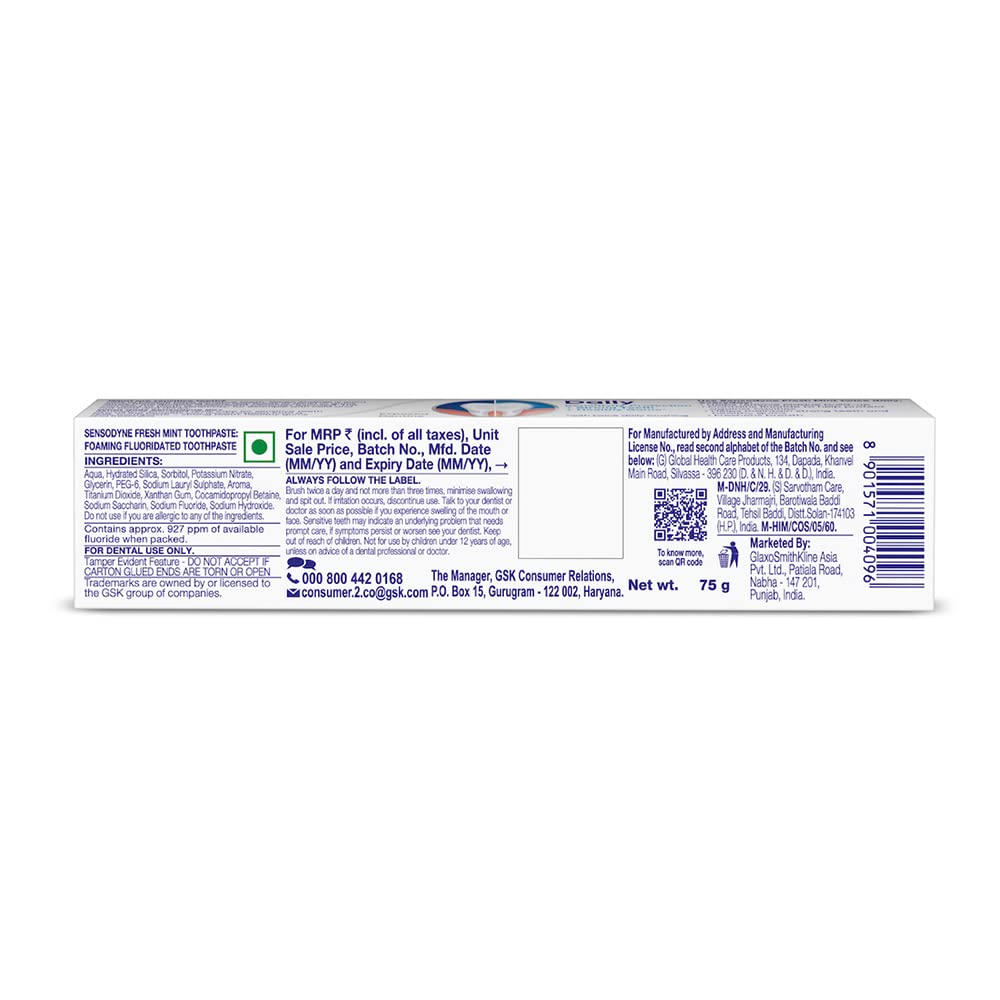 Sensodyne Toothpaste Fresh Mint, Sensitive tooth paste for daily sensitivity protection, 75 gm – view 2
