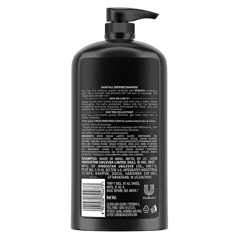 Tresemme Hair Fall Defence, Shampoo, 1L, for Strong Hair, with Keratin Protein, Prevents Hairfall due to Breakage, Nourishes Dry Hair & Frizz, for Men & Women – view 2