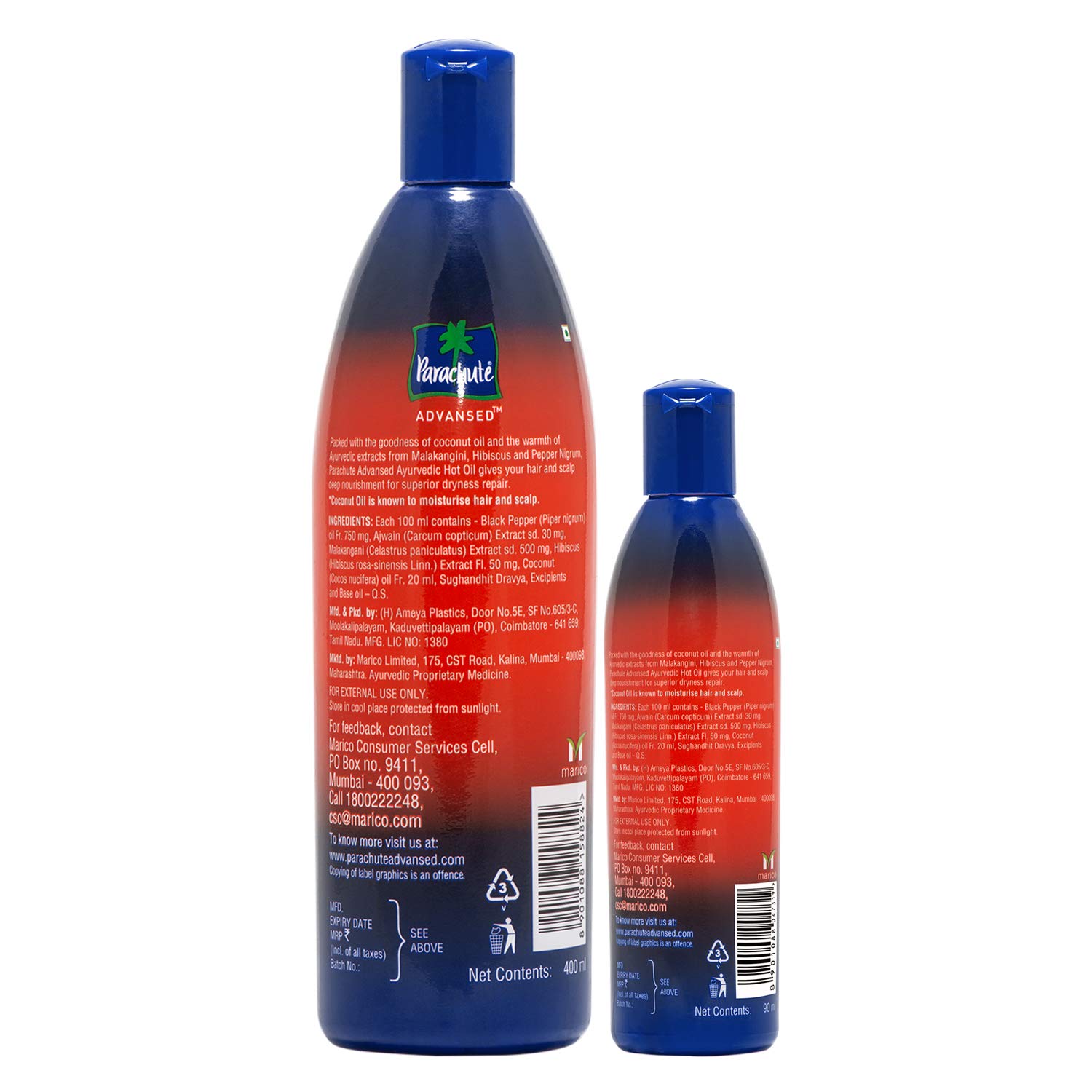 Parachute Advansed Ayurvedic Hot Oil 400 ml with Free 90 ml Pack – view 7