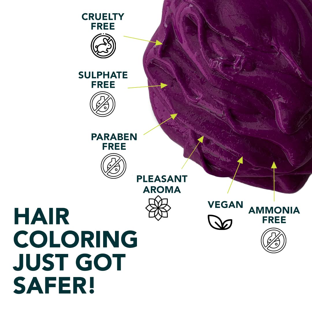 Paradyes Semi-permanent Amethyst Plum DIY Conditioner Based Hair Colour infused with Aloe-vera, Bhringaraj, Brahmi, Almonds & Amla 120 gm – view 4