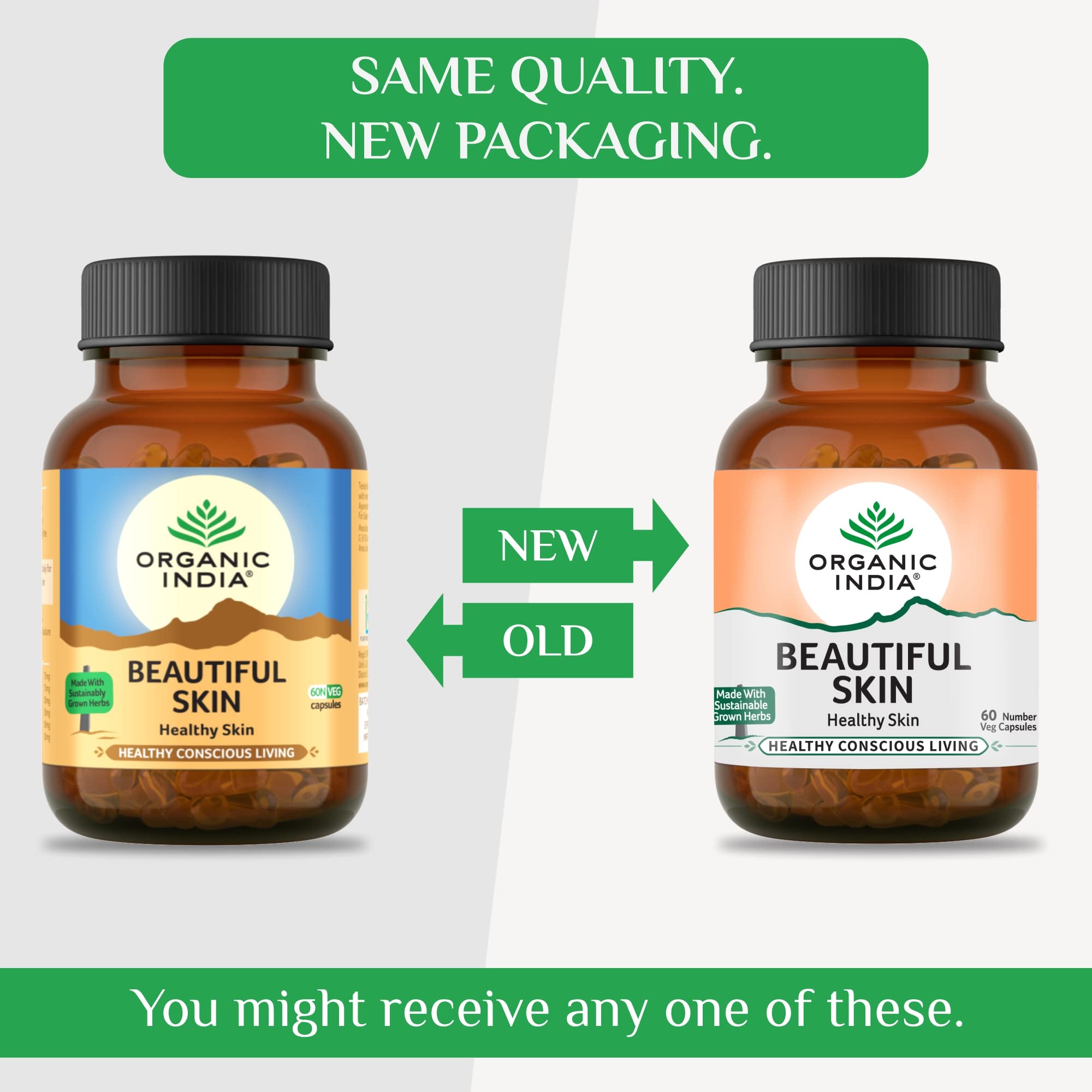 Organic India Beautiful Skin Capsule Bottle with Bowelcare Capsules Sample (60 Caps) – view 2