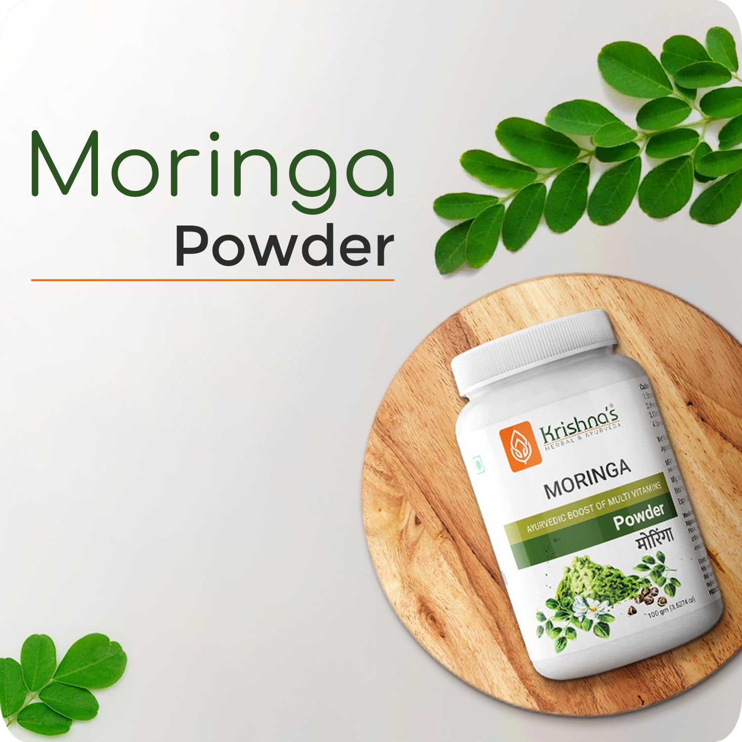 Krishna's Herbal & Ayurveda Pure Moringa Leaf Powder (100gms), Drumstick Leaf Powder Good for Hair, Skin and Immunity, Rich in Multivitamins – view 2