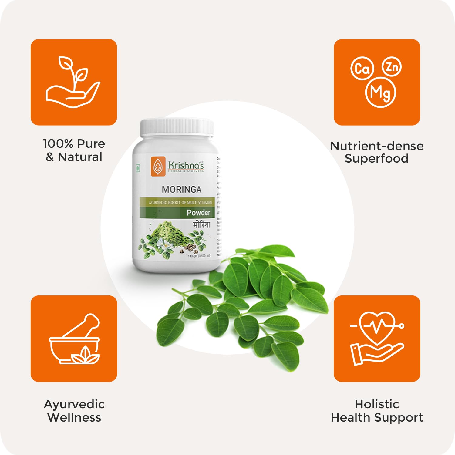 Krishna's Herbal & Ayurveda Pure Moringa Leaf Powder (100gms), Drumstick Leaf Powder Good for Hair, Skin and Immunity, Rich in Multivitamins – view 6