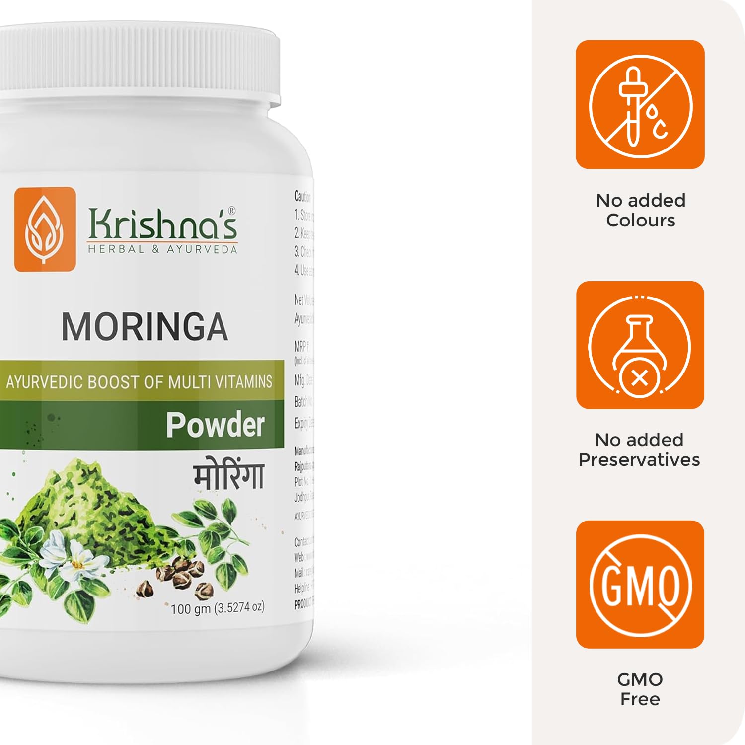 Krishna's Herbal & Ayurveda Pure Moringa Leaf Powder (100gms), Drumstick Leaf Powder Good for Hair, Skin and Immunity, Rich in Multivitamins – view 8