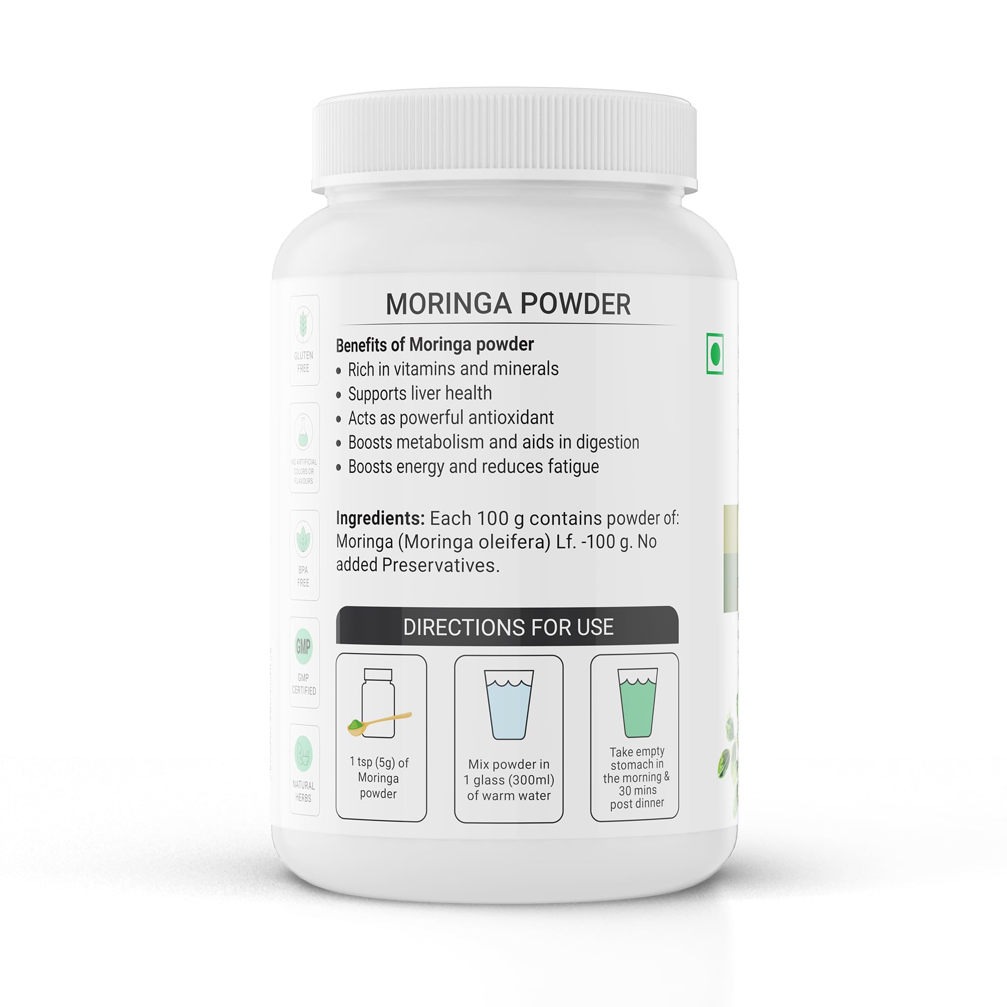 Krishna's Herbal & Ayurveda Pure Moringa Leaf Powder (100gms), Drumstick Leaf Powder Good for Hair, Skin and Immunity, Rich in Multivitamins – view 9