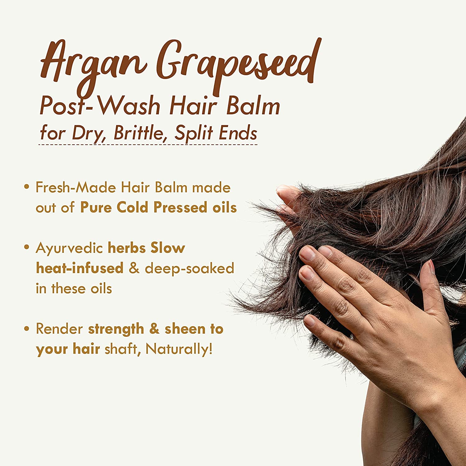 Nat Habit Argan Grapeseed Hair Balm For Men & Women Split Ends, Smoothening, Post Wash Straightening, Conditioning Infused With Rosemary & Oils - (Pack of 1, 25ml) – view 3