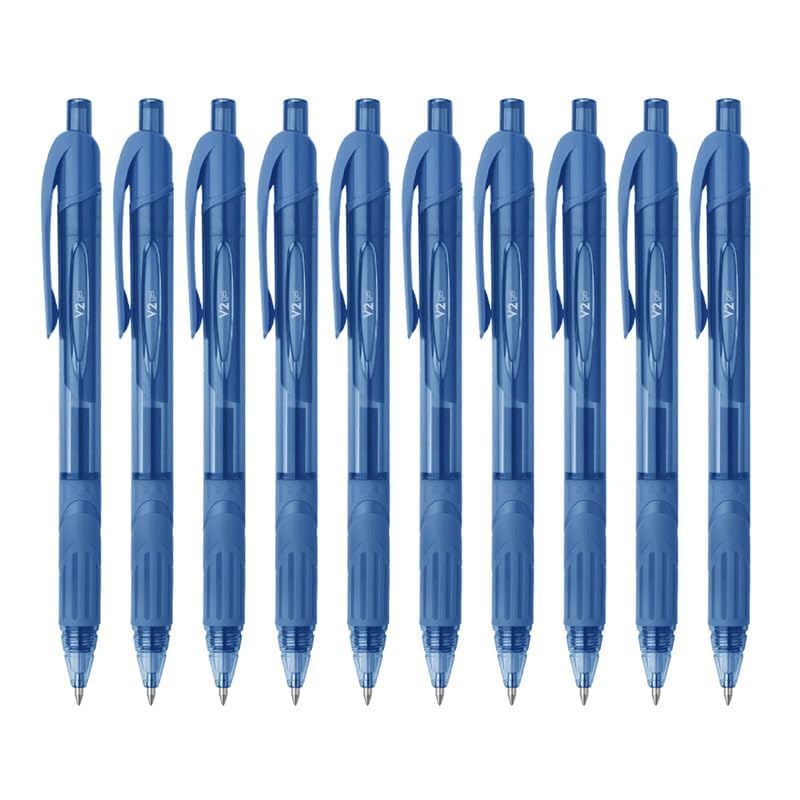 Blue FLAIR V2 retractable gel pens in 10-piece box pack
