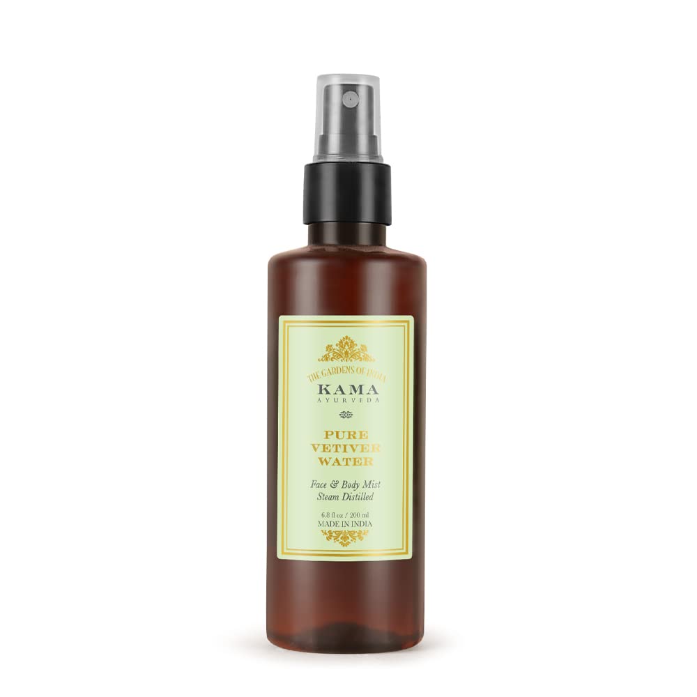 Front view of Kama Ayurveda vetiver water face mist bottle