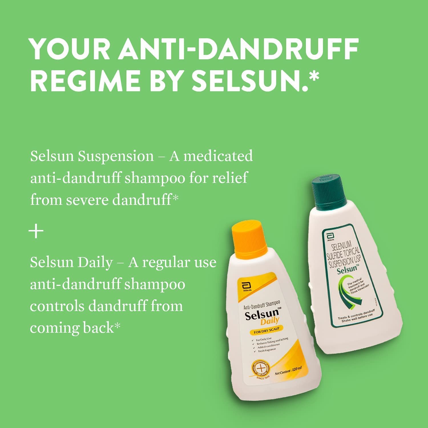 Abbott Selsun Daily Anti-Dandruff Shampoo and Selsun Suspension Anti Dandruff Shampoo (Daily 120 ml+Suspension 120ml)-Pack of 2 – view 3
