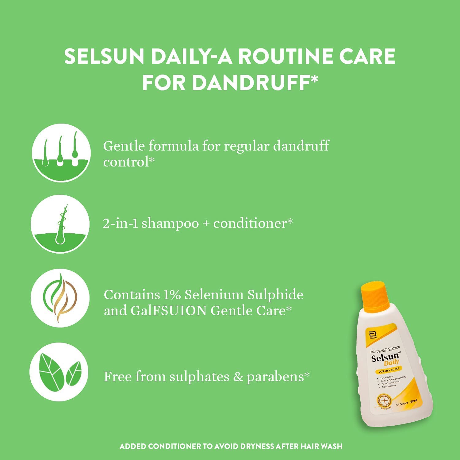 Abbott Selsun Daily Anti-Dandruff Shampoo and Selsun Suspension Anti Dandruff Shampoo (Daily 120 ml+Suspension 120ml)-Pack of 2 – view 6