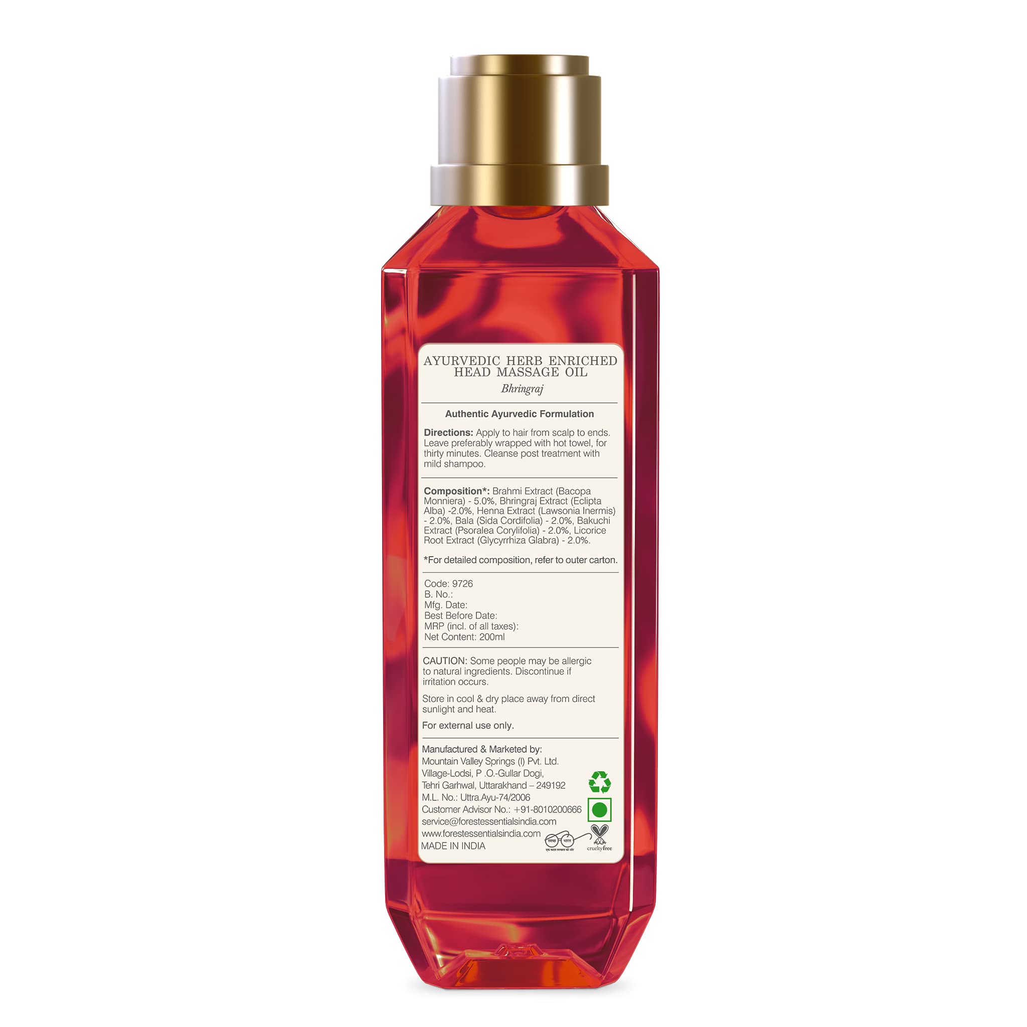 Forest Essentials Ayurvedic Bhring Raj Herb Enriched Head Massage Oil, 200ml & Forest Essentials Hair Conditioner Bhringraj and Shikakai, 50ml – view 4