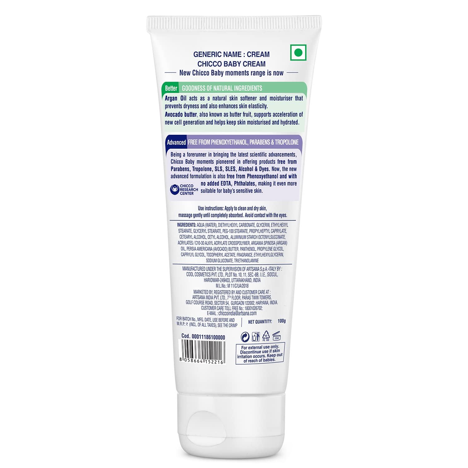 Chicco Baby Moments Baby Cream for Babies with Argan Oil & Avocado Butter, 100g – view 9