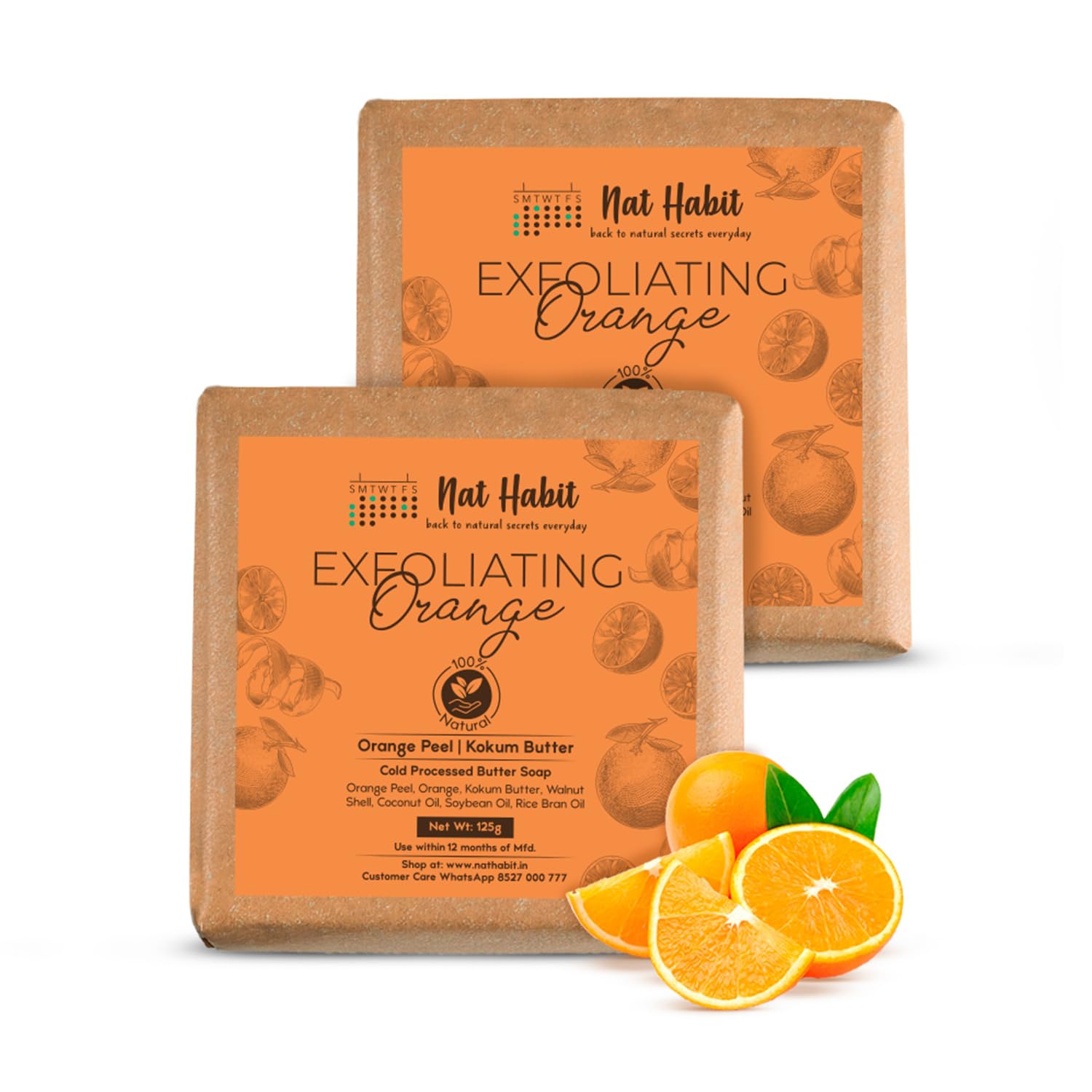 Nat Habit orange kokum butter bath soap bars 125 g x 2