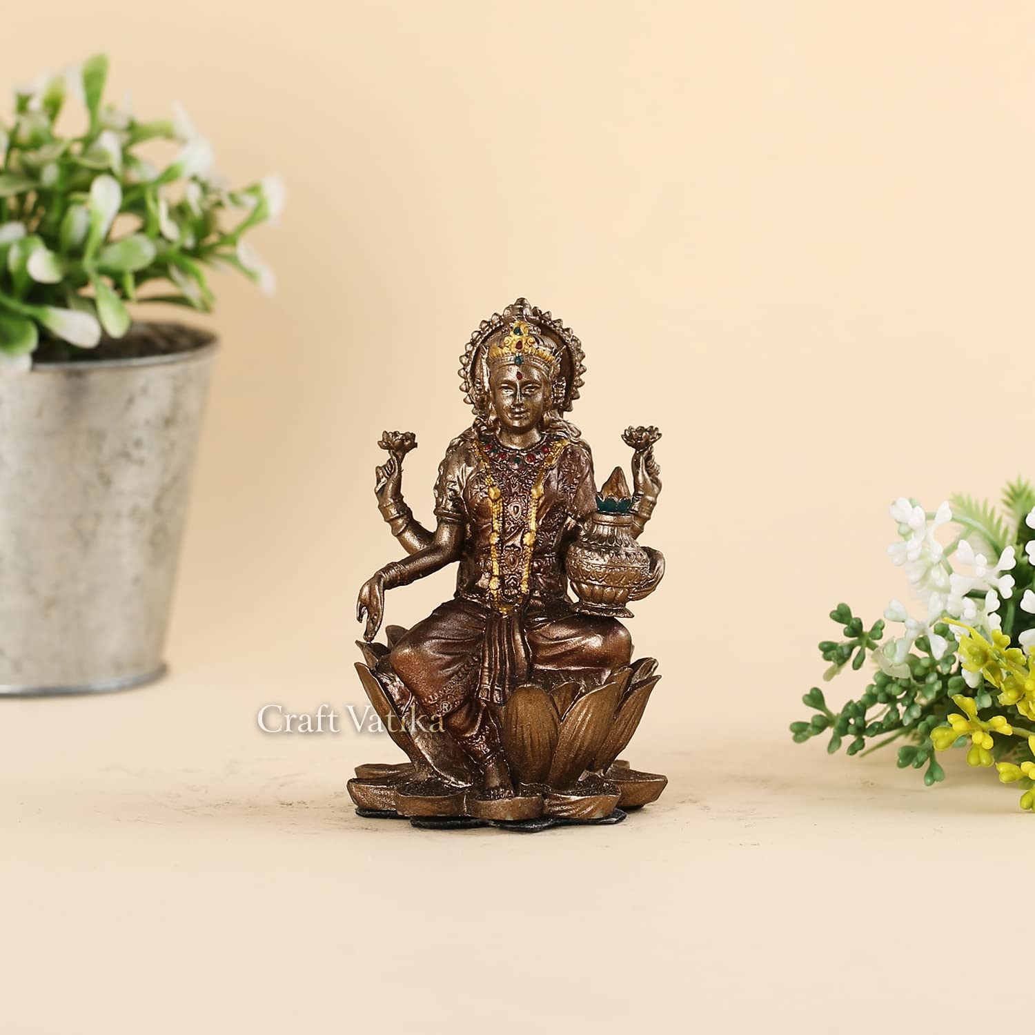 Collectible India Goddess Lakshmi Idol Hindu Laxmi Goddess Statue Home Office Decor (Size 8cm x 5cm) – view 5