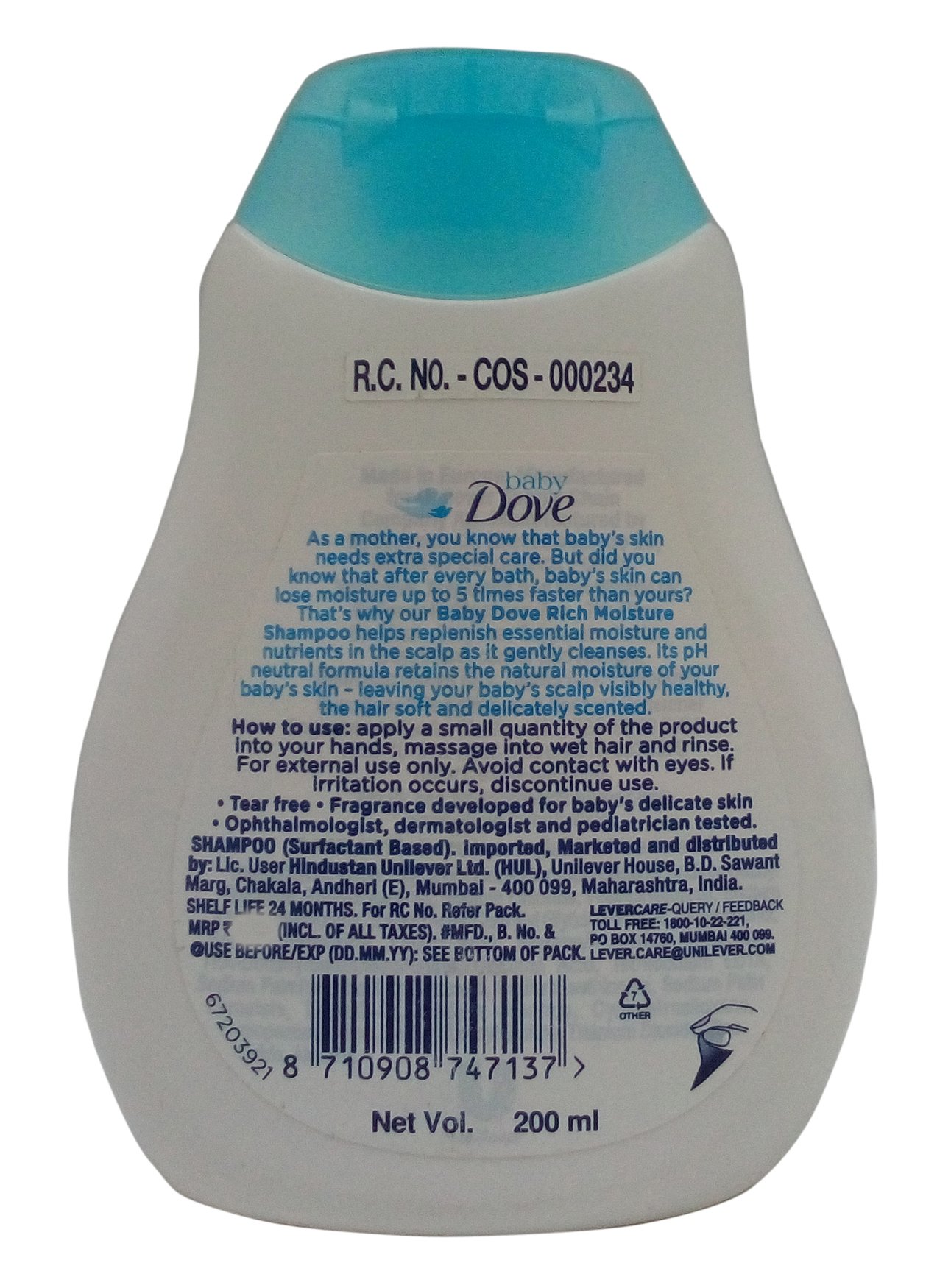 Dove Baby Shampoo - Rich Moisture, 200ml Bottle – view 2