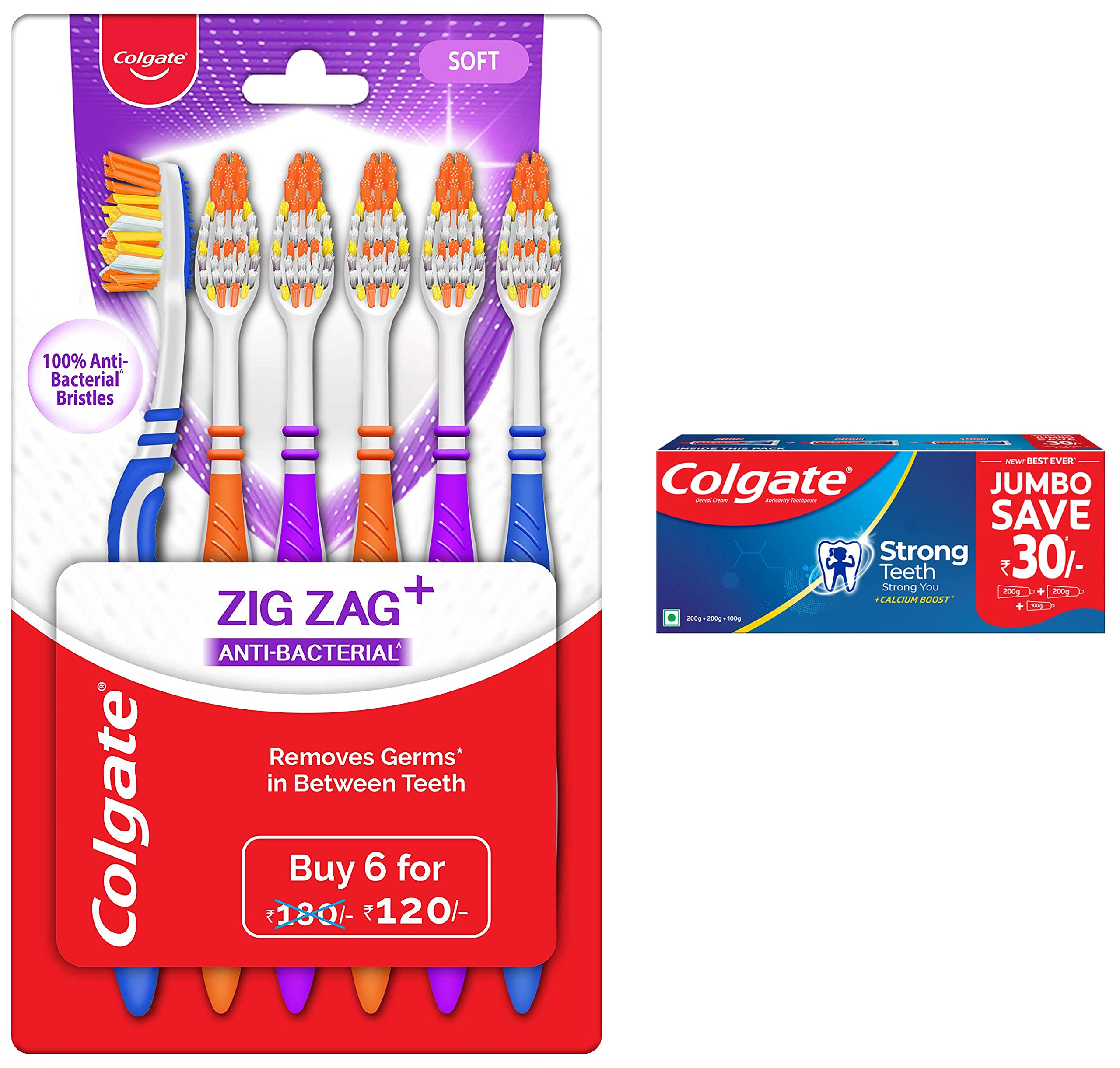 Colgate toothpaste combo with saver pack and six soft toothbrushes
