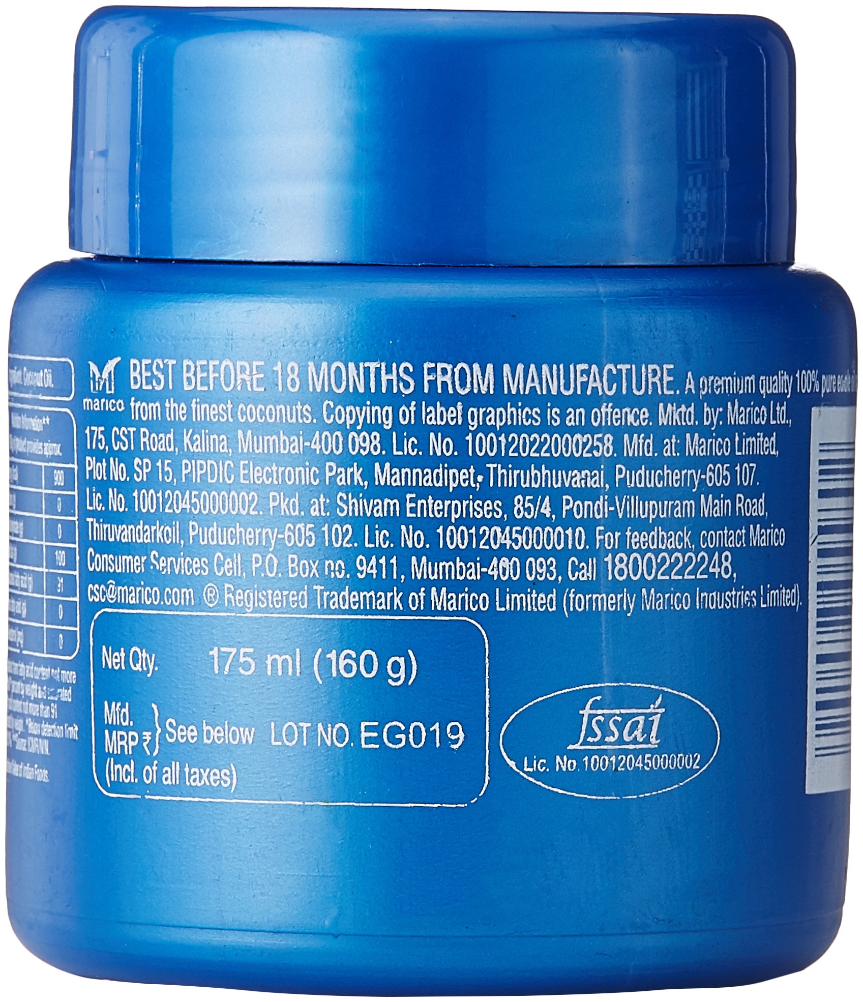 Parachute Coconut Oil, 175 Ml Easy Jar, Blue, Pack Of 1 – view 2