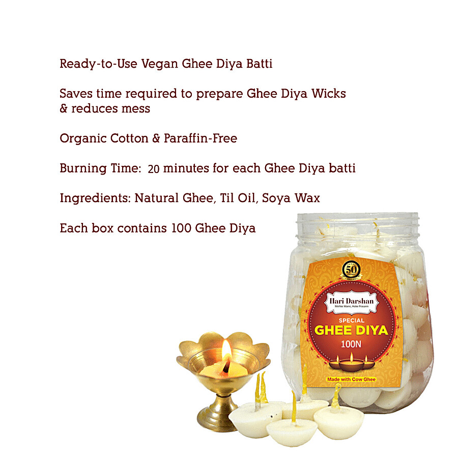 Hari Darshan Special Ghee Diya Battis - Ready To Use, Burns Up To 25 Minutes 100 pcs – view 5