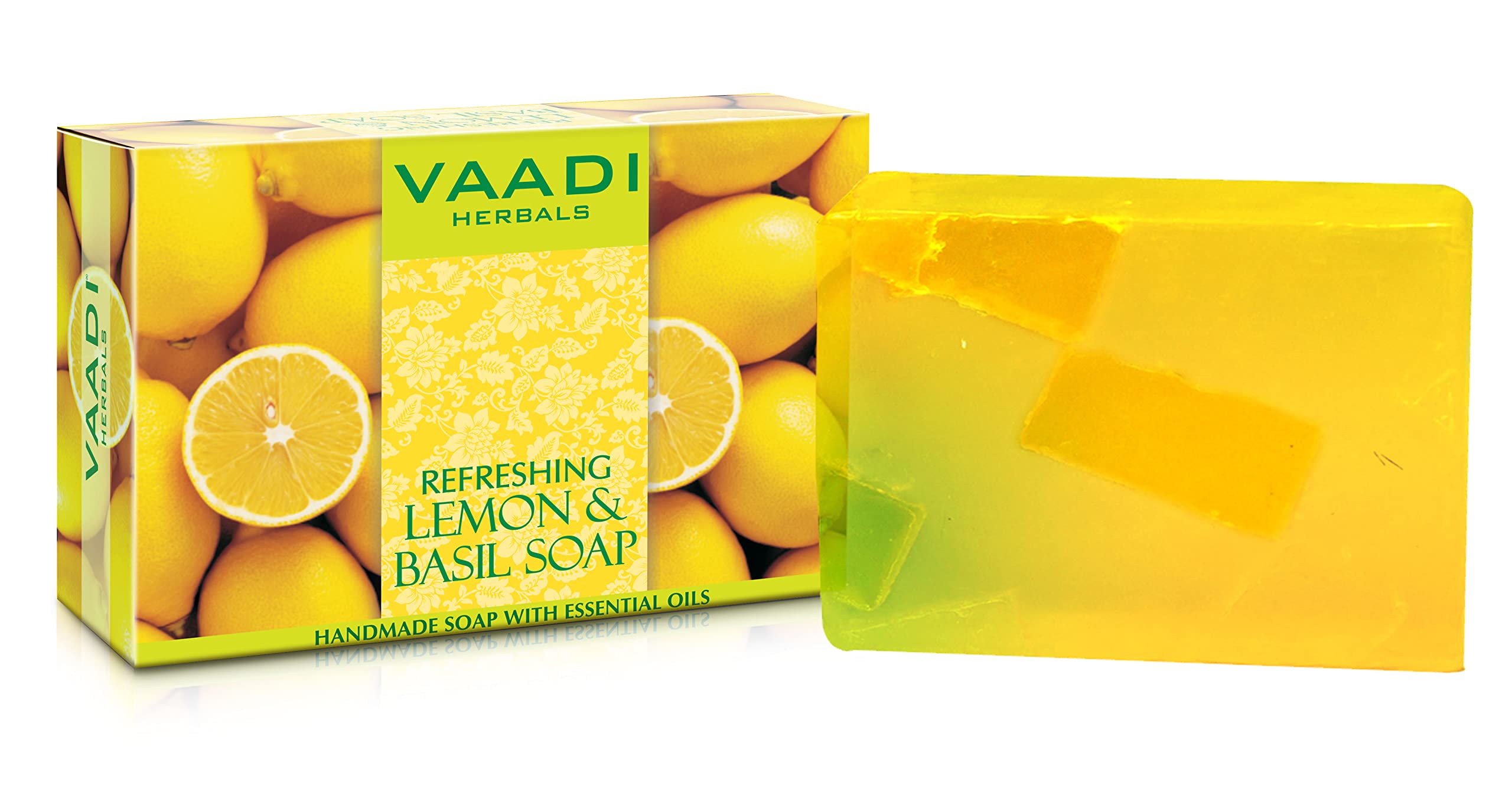 Boxed Vaadi Herbals lemon and basil soap 3 x 75g