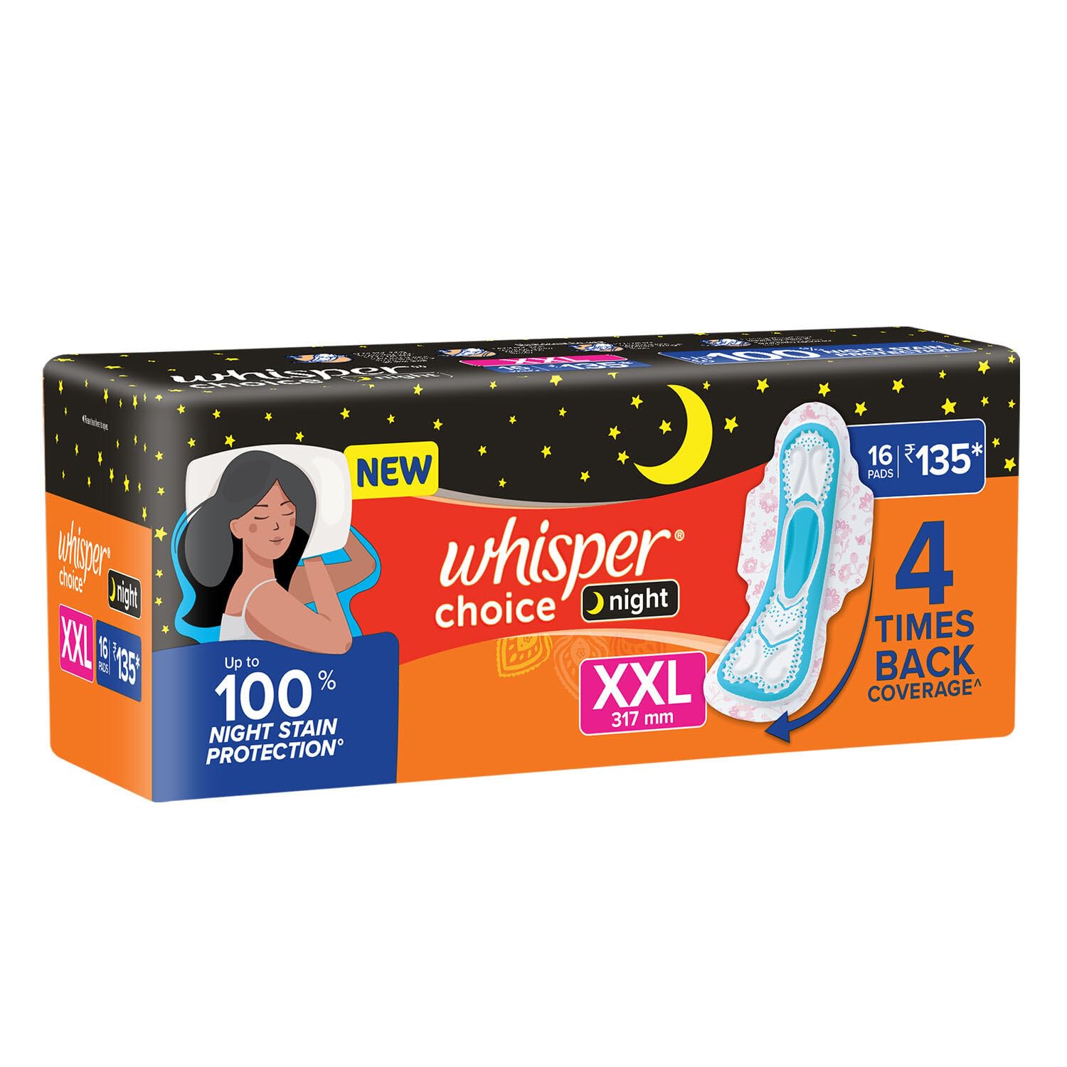 Whisper Ultra Overnight Sanitary Pad For Women With Wings - Xxl Plus, 16 Pads – view 2
