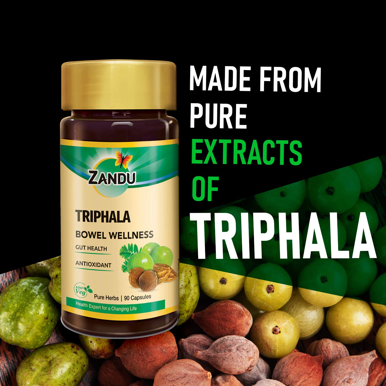 Zandu Triphala Capsules, Supports Bowel Wellness & Healthy Gut, Helps to Boost Immunity & Useful for Digestion, Antioxidant Properties - 90 Veg Capsules – view 8