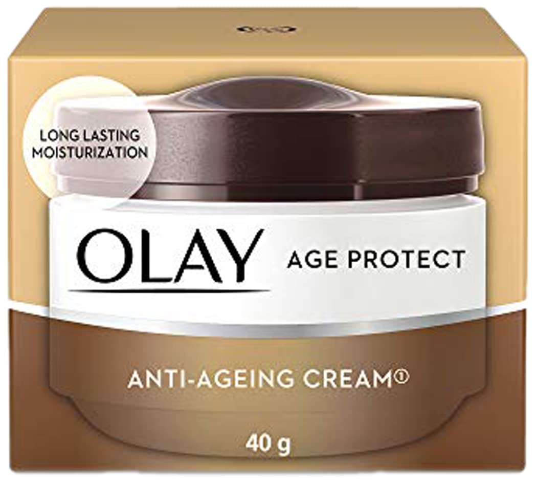 Olay Age Protect face cream jar, salicylic acid and aloe vera