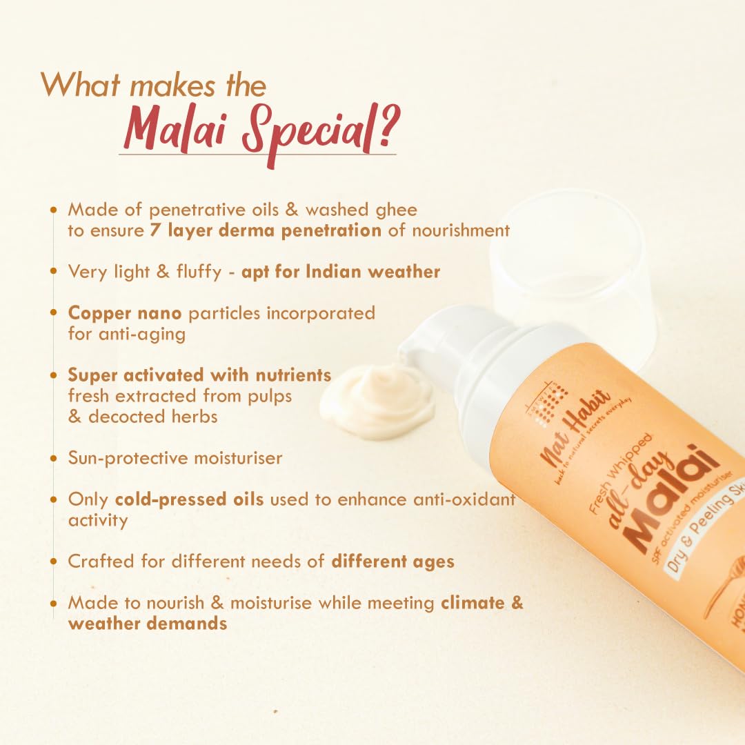 Nat Habit All Day Face Cream Fresh Whipped Honey Multi-Nut Fructo Omega+ Face Malai For Deep Moisturization, Improved Skin Barrier & Healing Severe Dryness (30g) – view 6