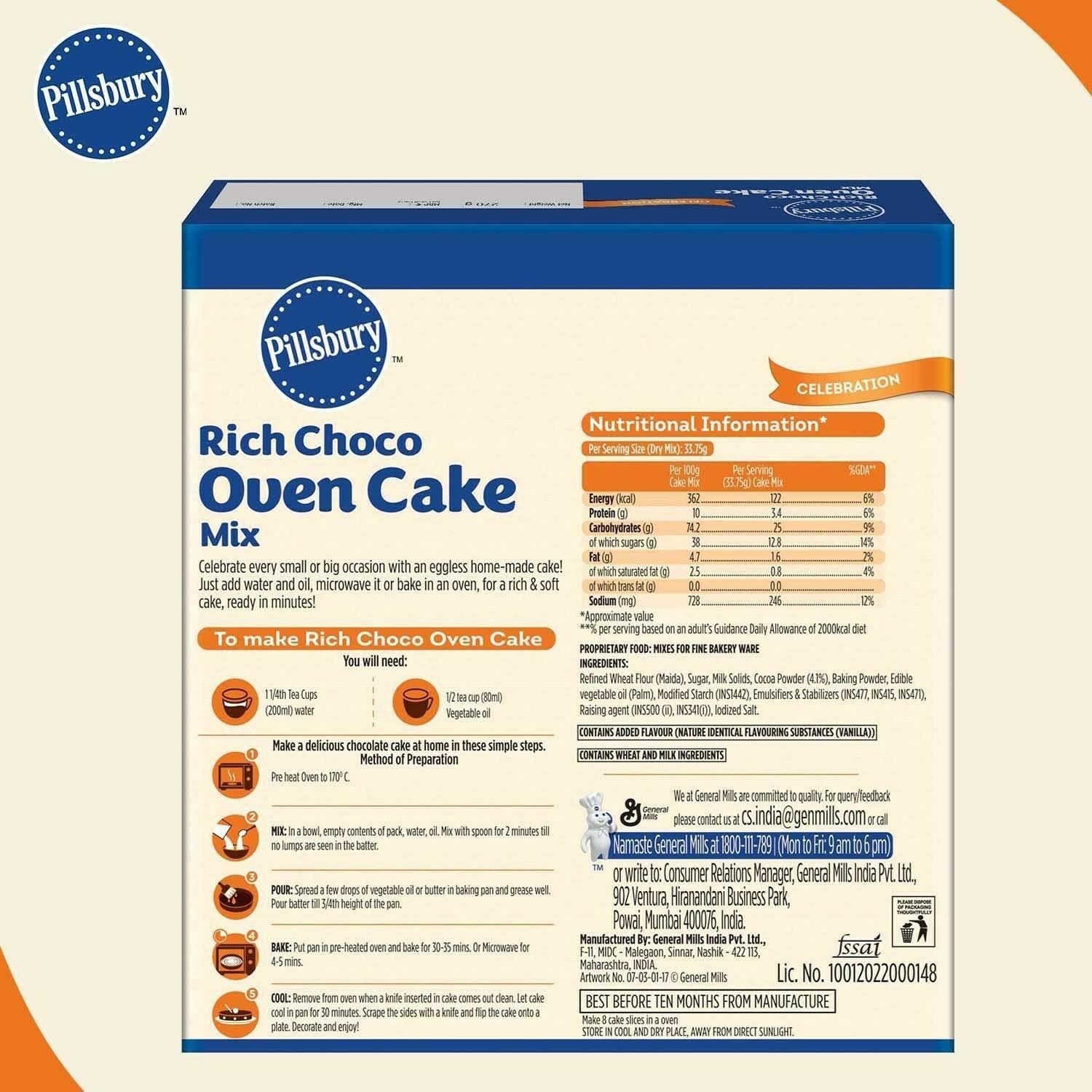 Pillsbury Oven Cake Mix, Rich Choco, (Pack Of 4 - 285 Gm Each) – view 3