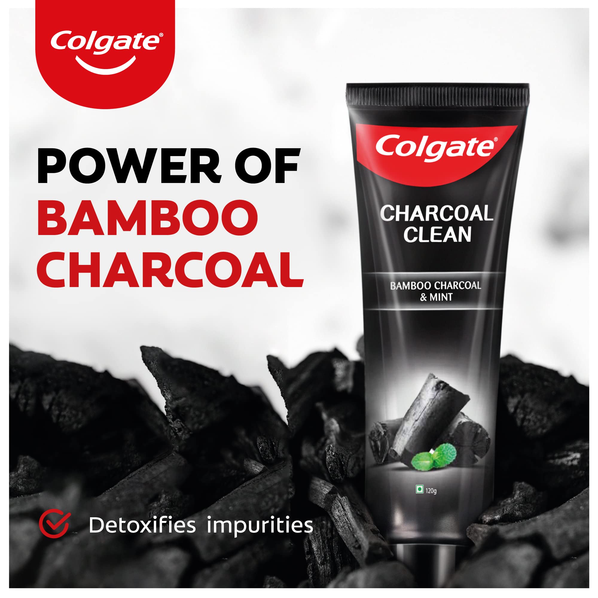 Colgate Charcoal Clean Black Gel Deep Clean Toothpaste with Bamboo Charcoal & Wintergreen Mint For Plaque Removal, Deep Clean & Tingling Fresh Mouth Experience (120g X 3) Pack of 360g – view 4