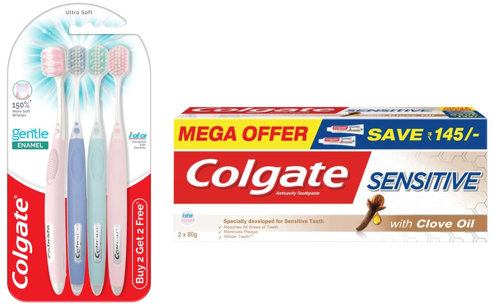 Colgate manual toothbrush set with Sensitive Clove toothpaste