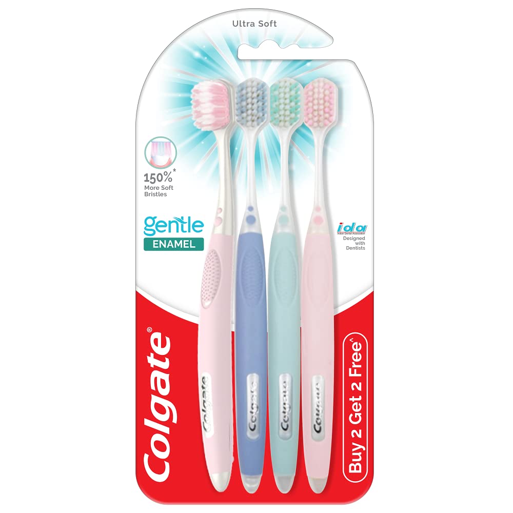 Colgate Gentle Enamel Ultra Soft Bristles Manual Toothbrush for adults, 4 Pcs & Colgate Sensitive Toothpaste with Clove Oil, for Sensitivity Relief, 160g, – view 2