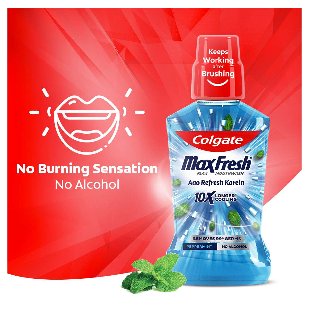 Colgate Plax Peppermint Fresh Mouthwash,Liquid — Pack Of 250 Ml – view 4