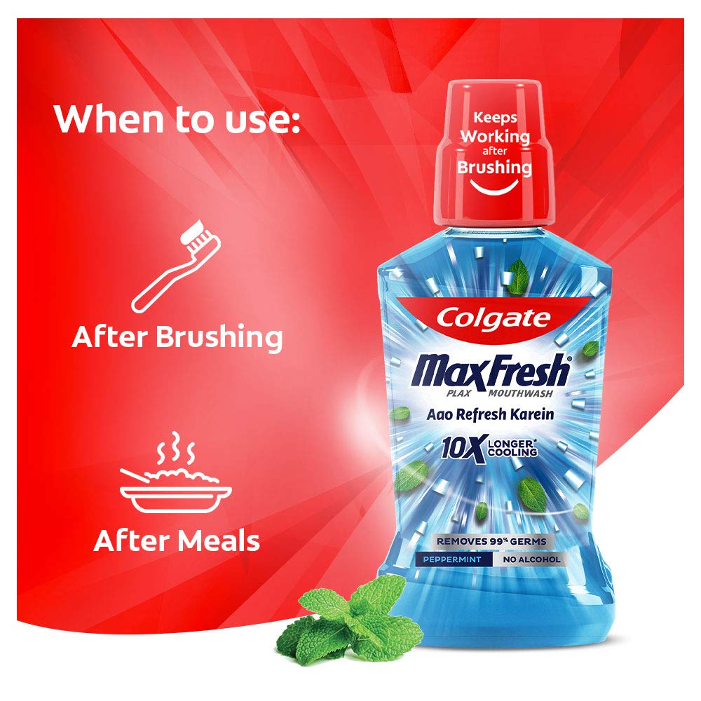 Colgate Plax Peppermint Fresh Mouthwash,Liquid — Pack Of 250 Ml – view 6