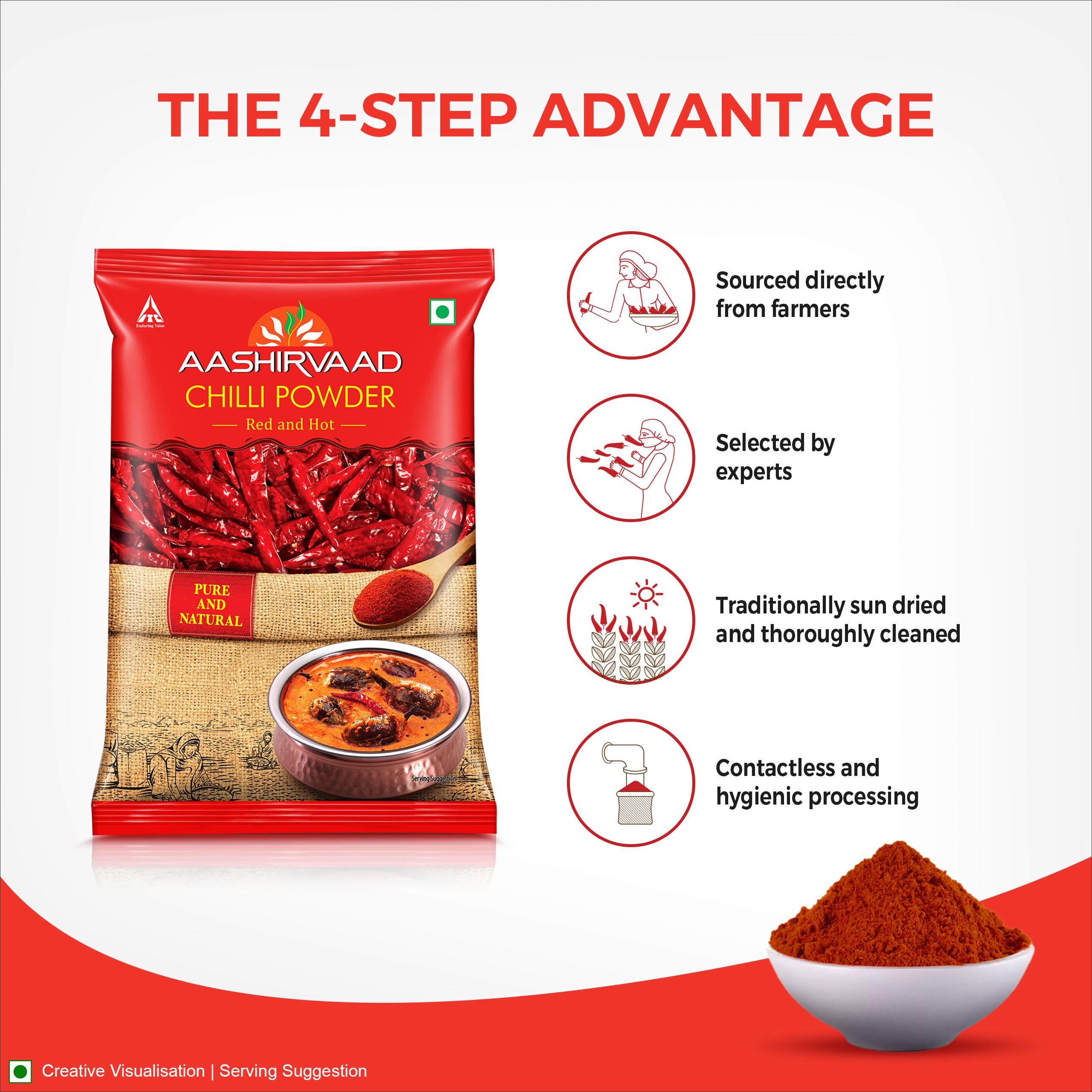 Aashirvaad Chilli Powder, 500g Pack, Red Hot Chilli Powder with No Added Flavours and Colours – view 4