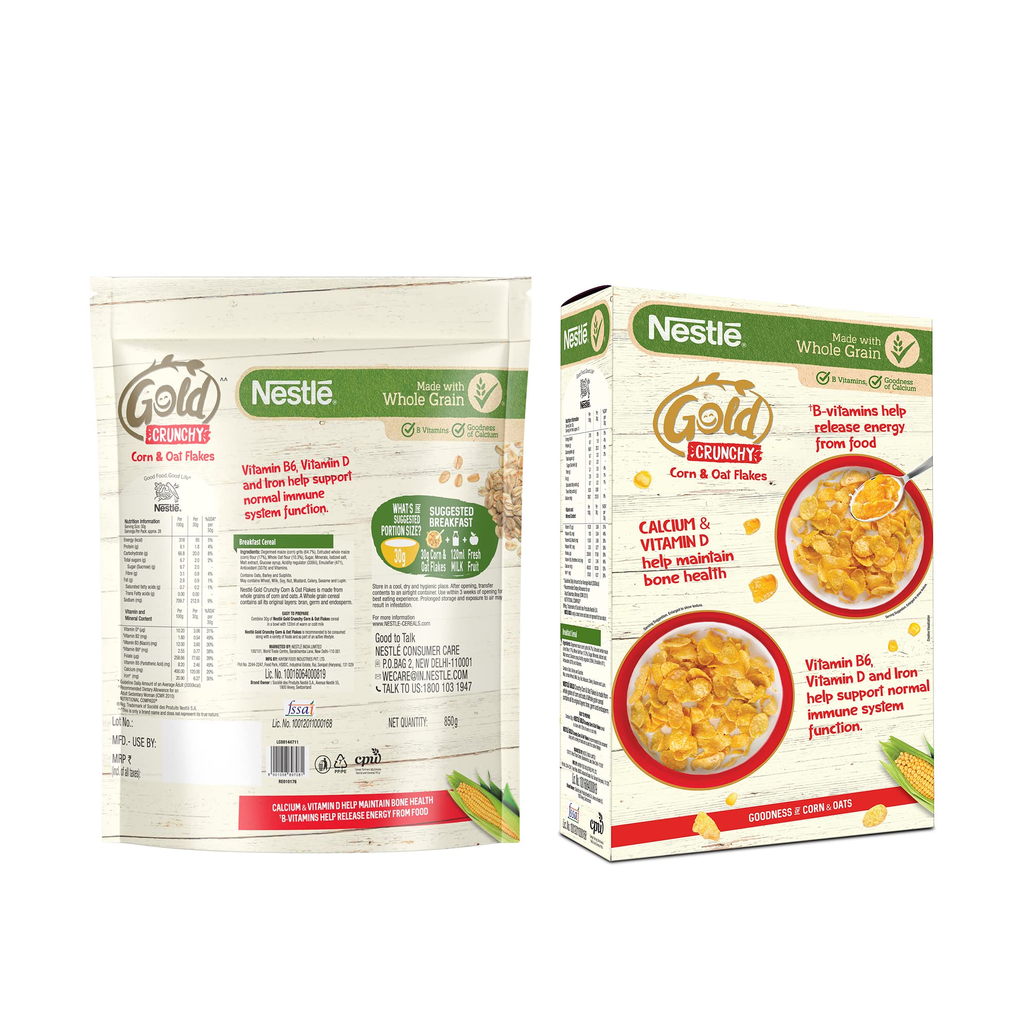 NESTLE GOLD Crunchy Oat and Corn Flakes, Combo Pack - 850g + 475g Free – view 6