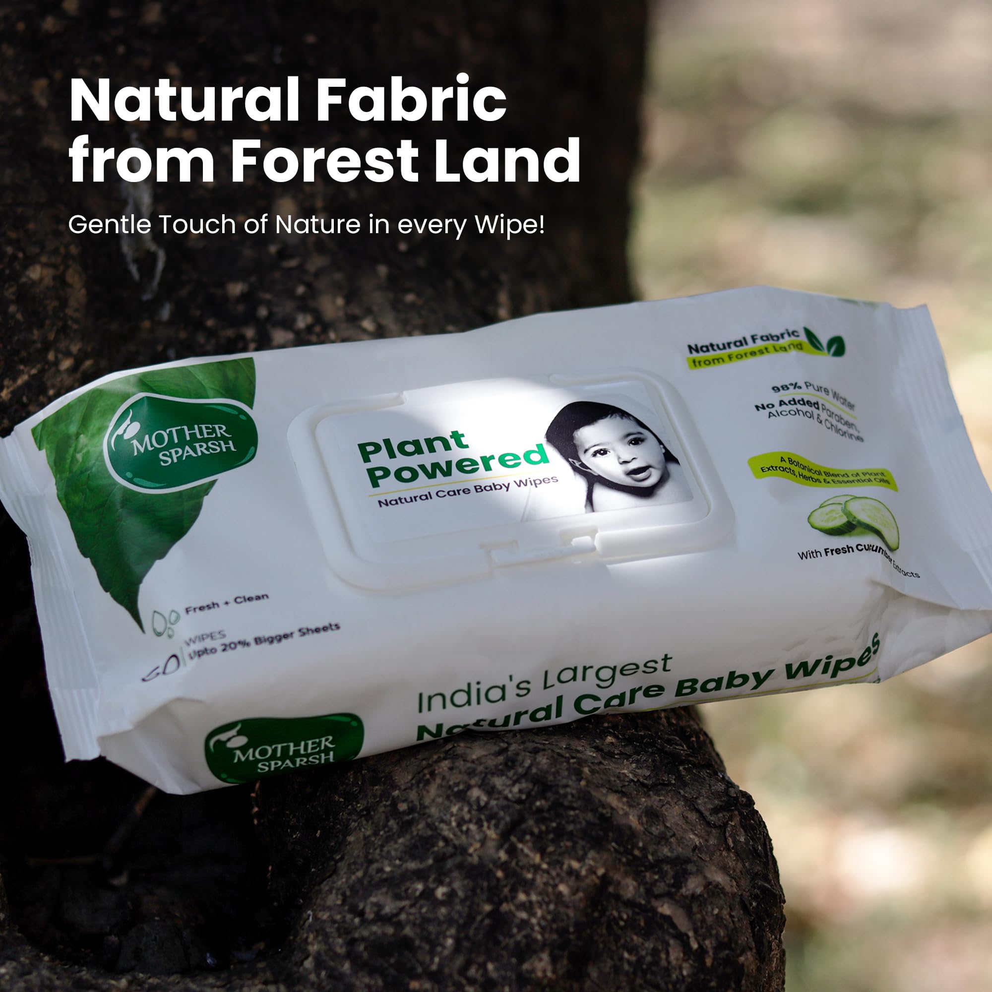 Mother Sparsh Natural Care Baby Wipes I 100% Plant Made Fabric From Forest Land – view 3