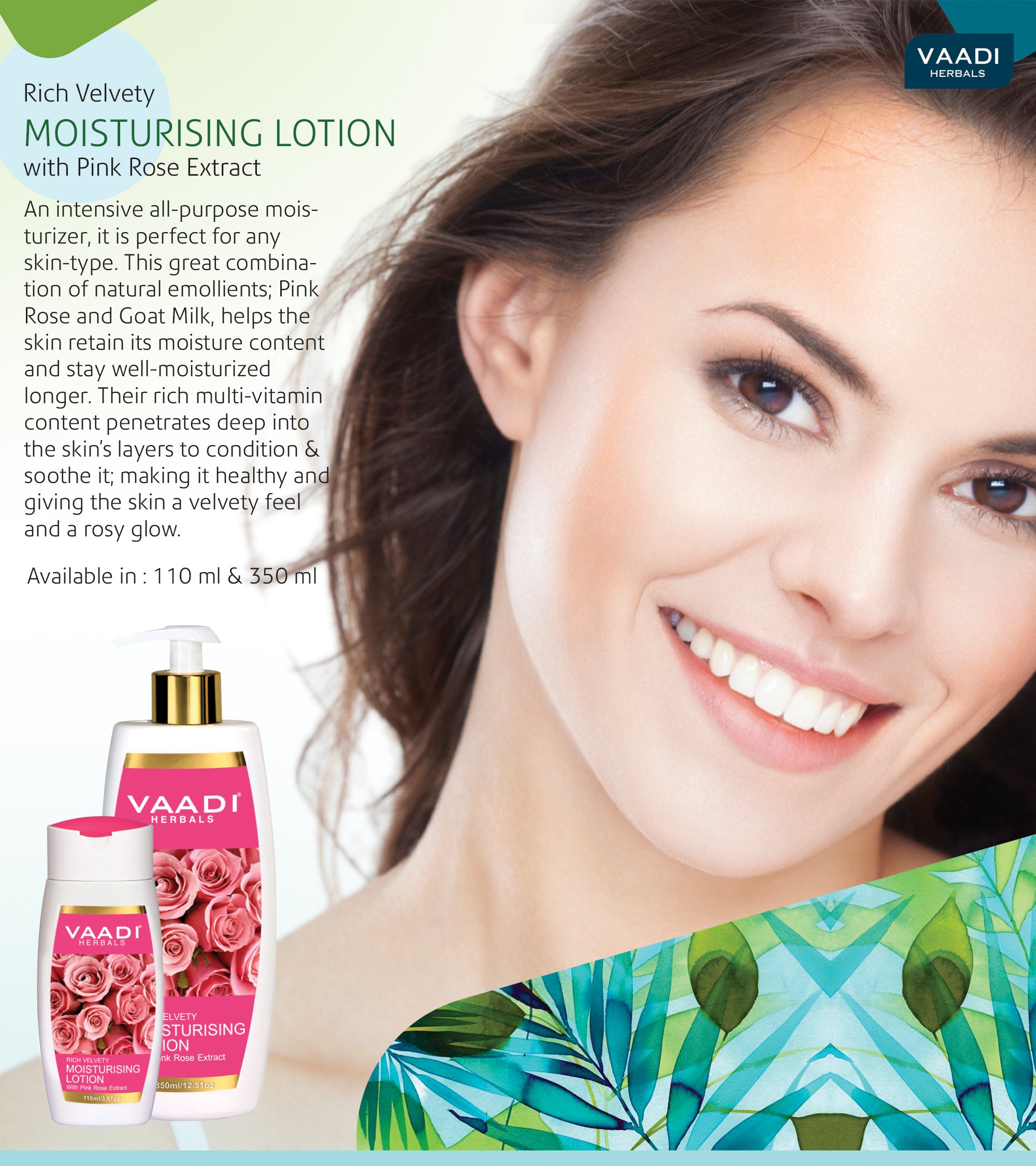 Vaadi Herbals Moisturising Lotion with Pink Rose Extract, 110ml – view 5