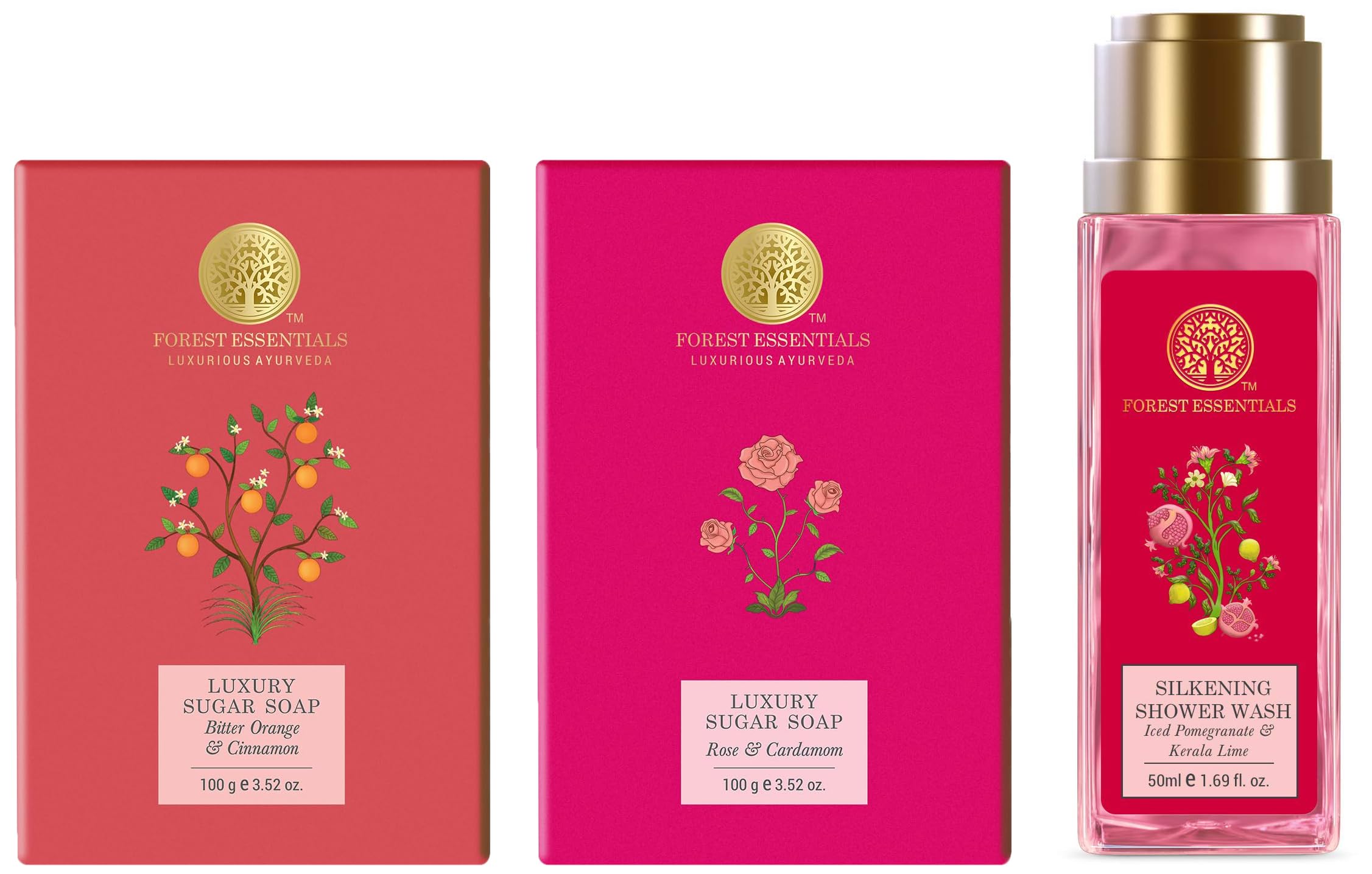 Rose, Iced Pomegranate, and Bitter Orange Cinnamon bath set