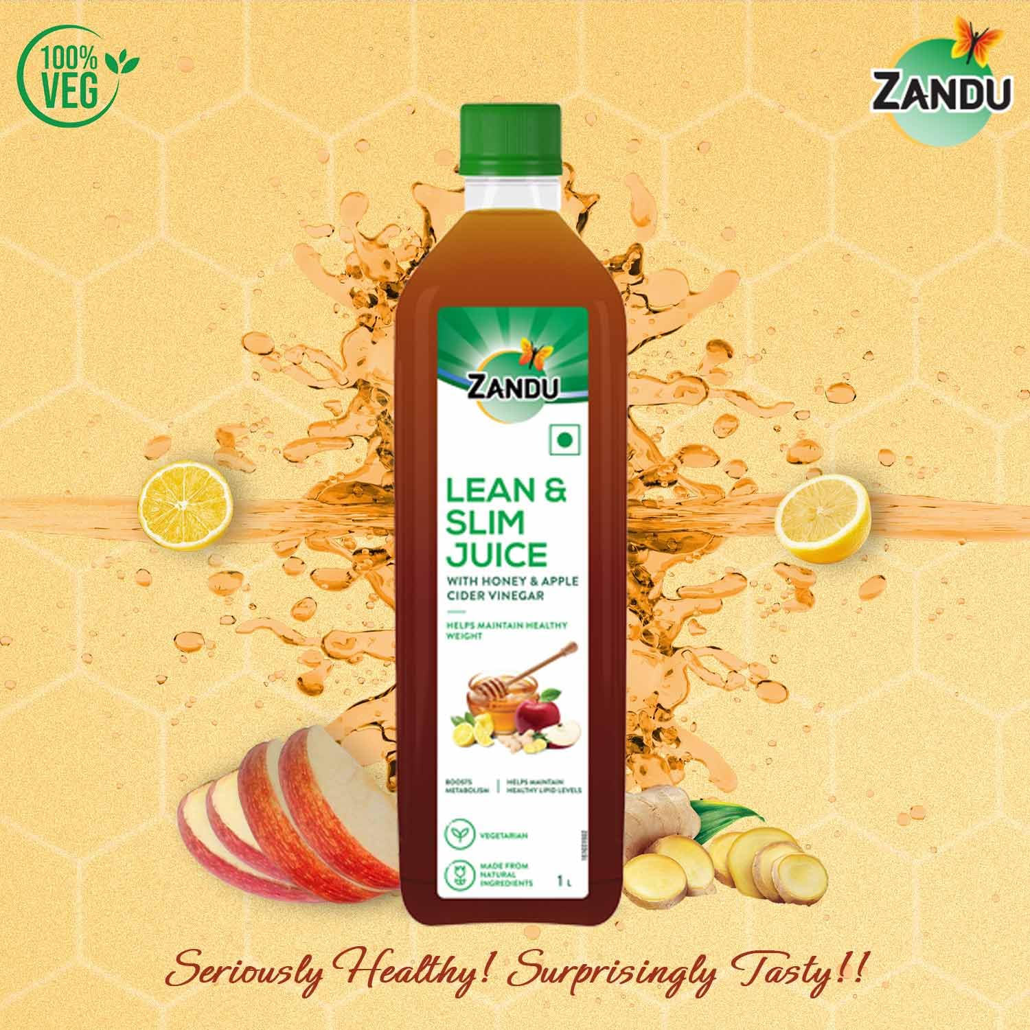Zandu Lean & Slim Juice 1 Litre With Honey & Apple Cider Vinegar, Helps Maintain Healthy Weight & Boosts Metabolism – view 2