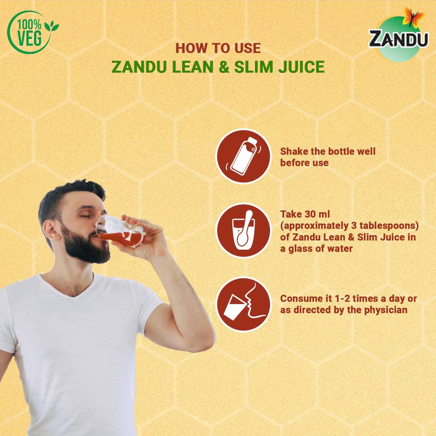 Zandu Lean & Slim Juice 1 Litre With Honey & Apple Cider Vinegar, Helps Maintain Healthy Weight & Boosts Metabolism – view 4