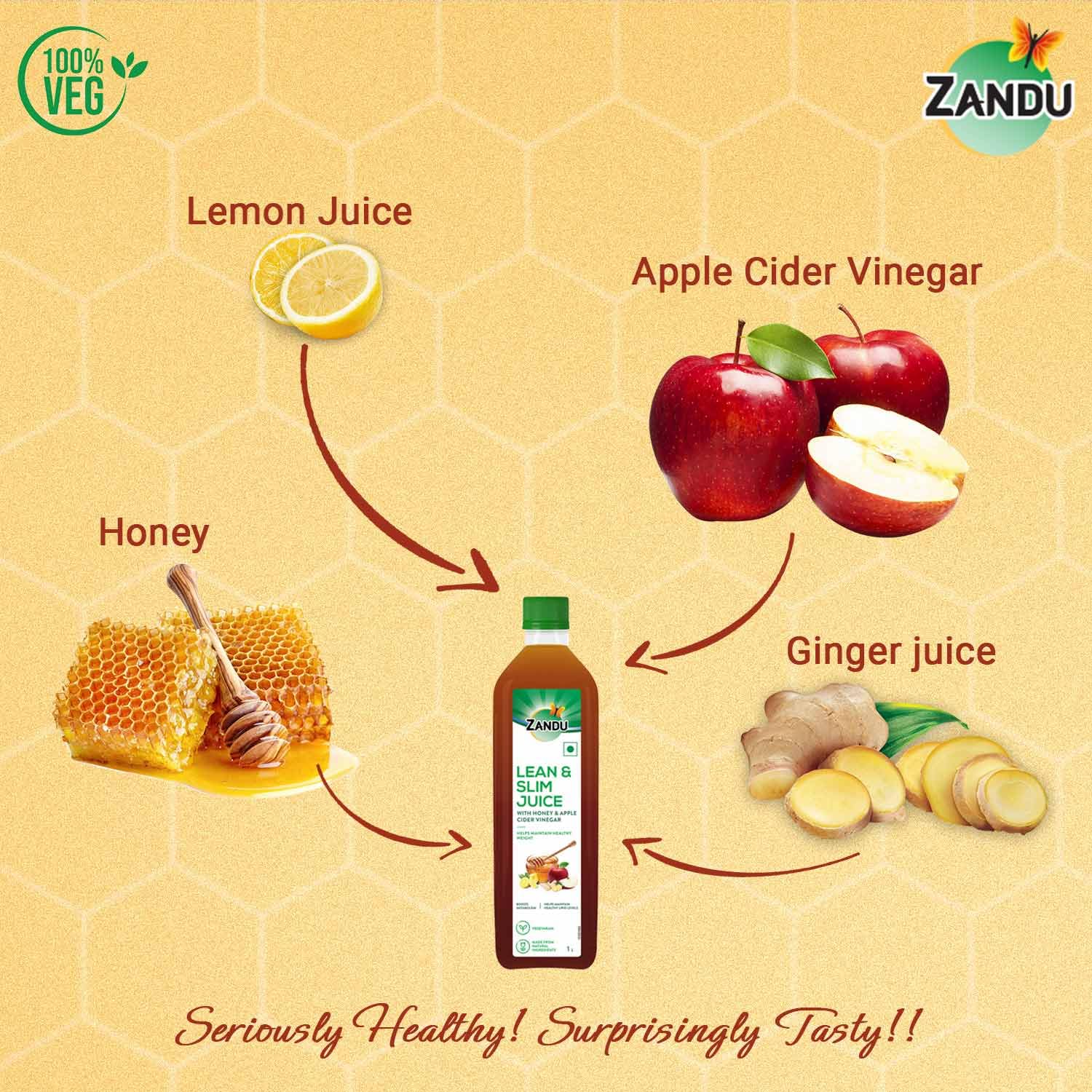 Zandu Lean & Slim Juice 1 Litre With Honey & Apple Cider Vinegar, Helps Maintain Healthy Weight & Boosts Metabolism – view 5
