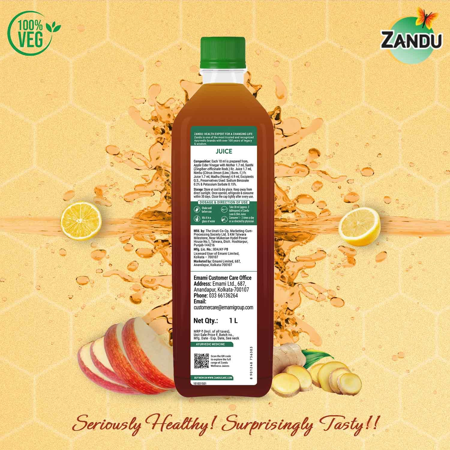 Zandu Lean & Slim Juice 1 Litre With Honey & Apple Cider Vinegar, Helps Maintain Healthy Weight & Boosts Metabolism – view 7