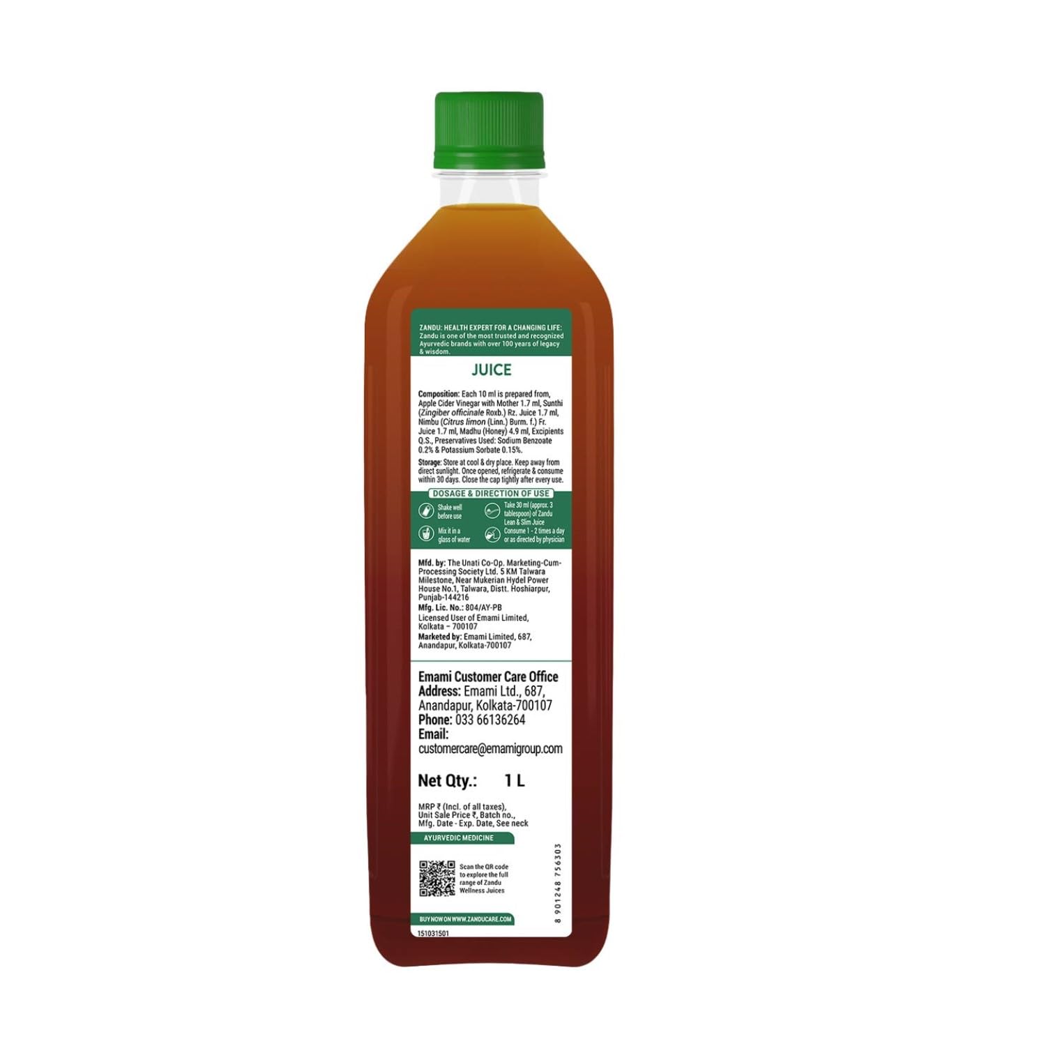 Zandu Lean & Slim Juice 1 Litre With Honey & Apple Cider Vinegar, Helps Maintain Healthy Weight & Boosts Metabolism – view 8
