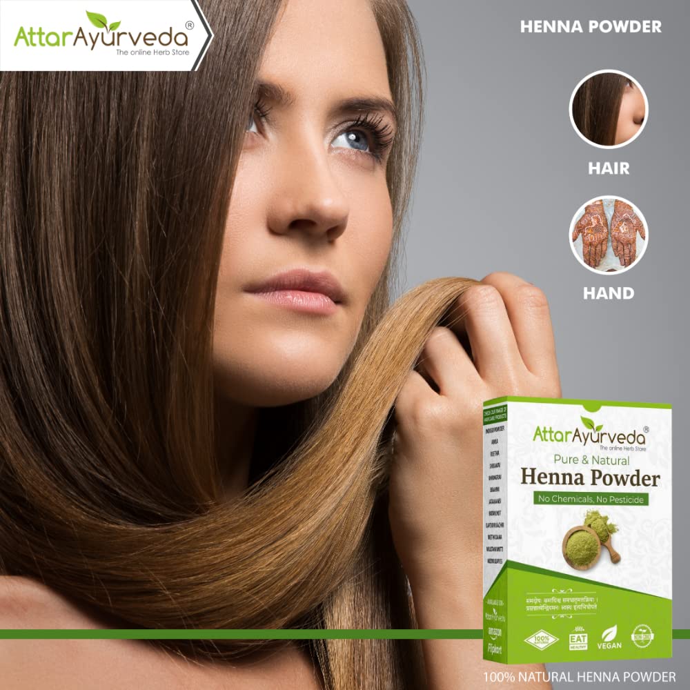 Attar Ayurveda Natural Henna powder for hair Colour and Growth (200 gm) – view 2