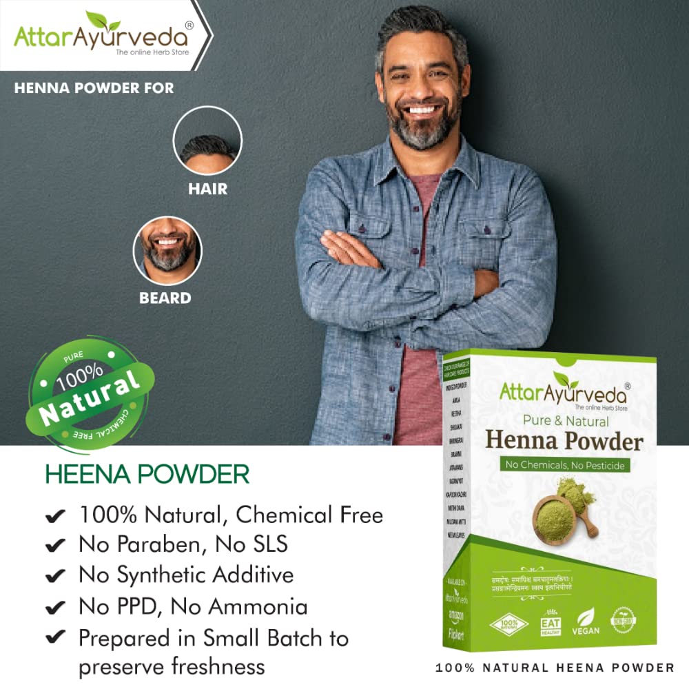 Attar Ayurveda Natural Henna powder for hair Colour and Growth (200 gm) – view 3