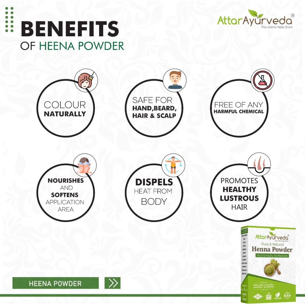 Attar Ayurveda Natural Henna powder for hair Colour and Growth (200 gm) – view 4