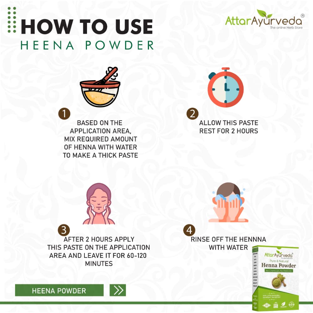Attar Ayurveda Natural Henna powder for hair Colour and Growth (200 gm) – view 5