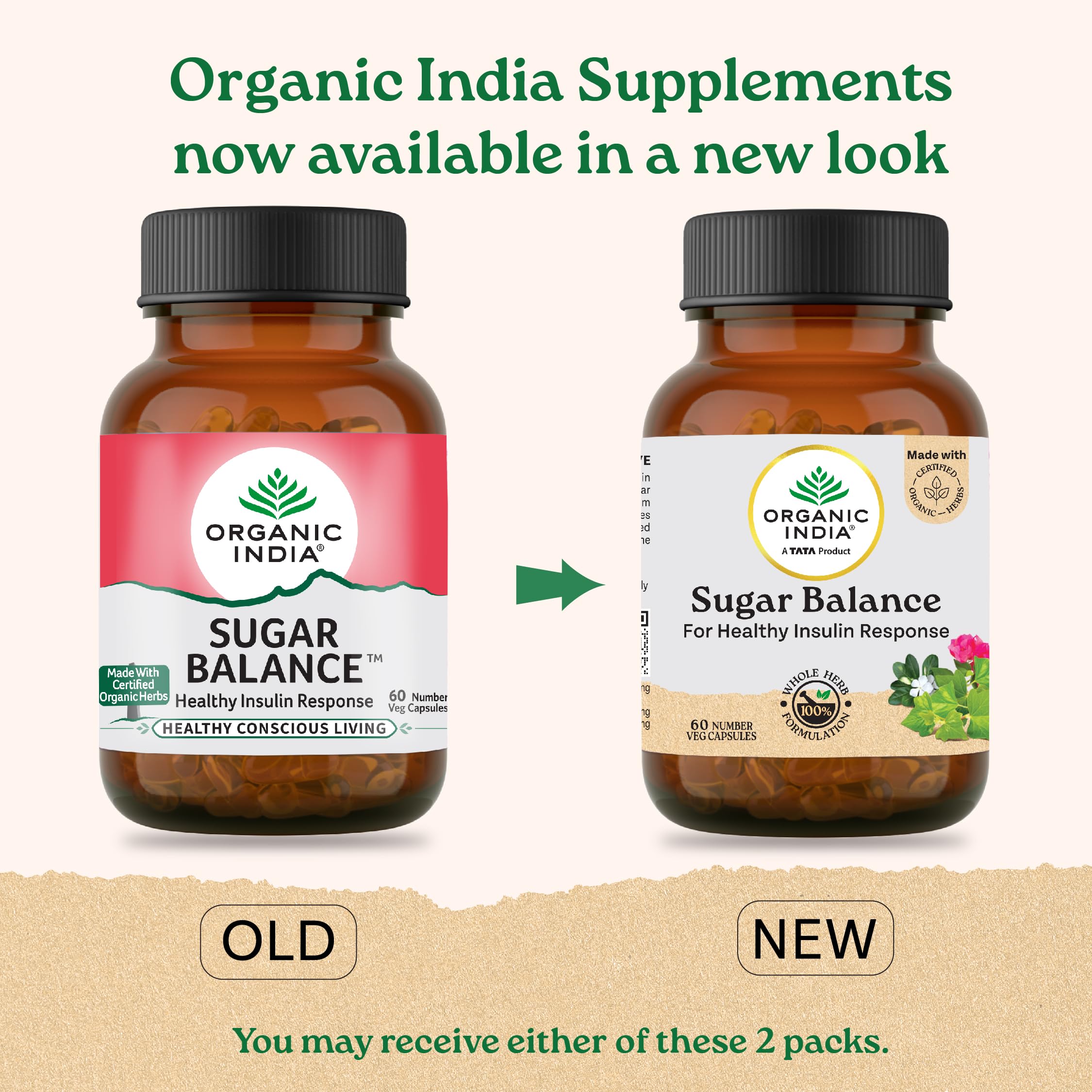 A TATA Product - Organic India Sugar Balance - 60 Veg Capsules, Naturally Supports Healthy Insulin Response & Glycemic Control, Normalize Energy Levels & Metabolism, GMP & NPOP Certified Organic – view 2