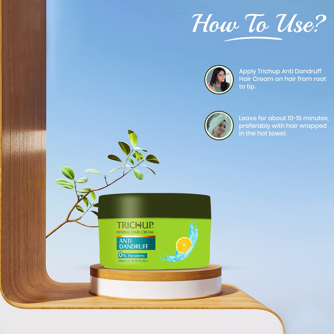 Trichup Anti-Dandruff Herbal Hair Cream - Enriched with Neem, Rosemary, Lemon & Tea Tree Oil - Fights Dandruff, Soothes the Itchy and Flaky Scalp (200ml) – view 4